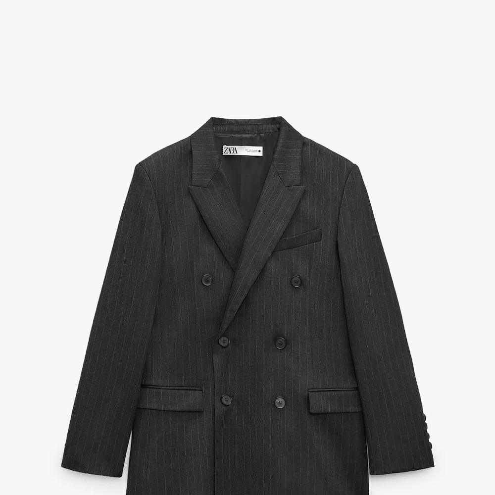 Zara Charcoal Double-Breasted Blazer